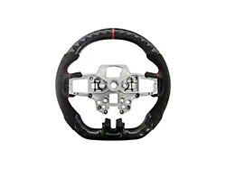 Alcantara Steering Wheel without Button Covers; Carbon Fiber with Red Stripe and Stitching (18-23 Mustang w/o Heated Steering Wheel)