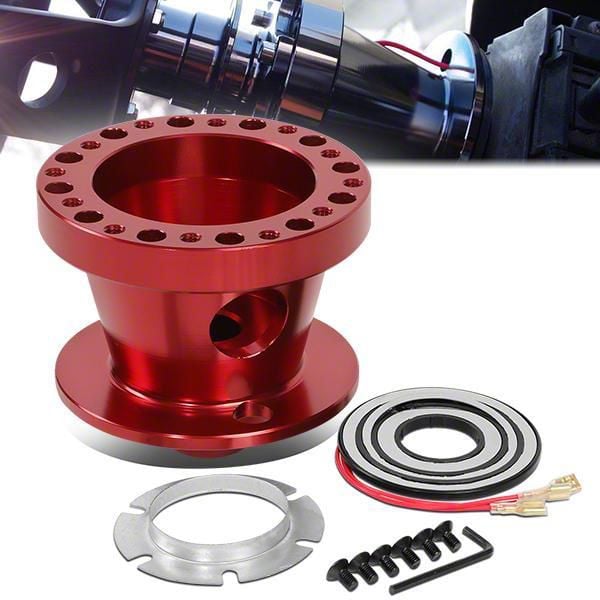 Mustang Aluminum Steering Wheel Hub Adapter; Red (84-04 Mustang) - Free ...