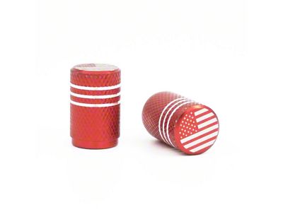 Aluminum Valve Stem Cap with Flag; Red (Universal; Some Adaptation May Be Required)