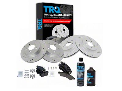 Ceramic Performance Brake Rotor, Pad, Brake Fluid and Cleaner Kit; Front and Rear (99-04 Mustang Cobra)