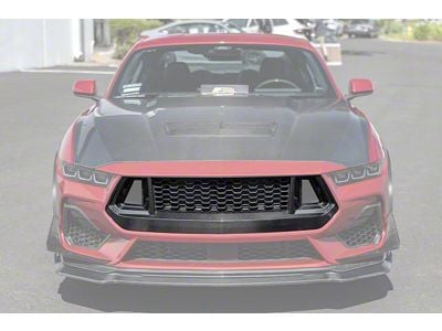 Dark Horse Style Upper Grille with GT Mesh Cover; Carbon Fiber (24-25 Mustang GT, EcoBoost)