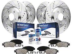 Drilled and Slotted Brake Rotor, Pad and Brake Cleaner and Fluid Kit; Front and Rear (11-14 Mustang GT w/ Performance Pack; 12-13 Mustang BOSS 302)