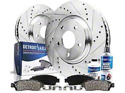 Drilled and Slotted Brake Rotor, Pad, Brake Cleaner and Fluid Kit; Rear (05-10 Mustang; 2011 Mustang GT500)