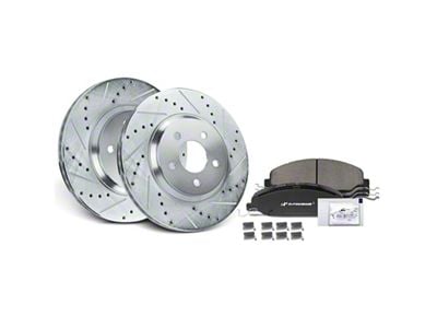 Drilled and Slotted Brake Rotor and Pad Kit; Front (05-10 Mustang GT; 11-14 Mustang V6)