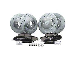 Drilled and Slotted Brake Rotor and Pad Kit; Front and Rear (05-10 Mustang GT)