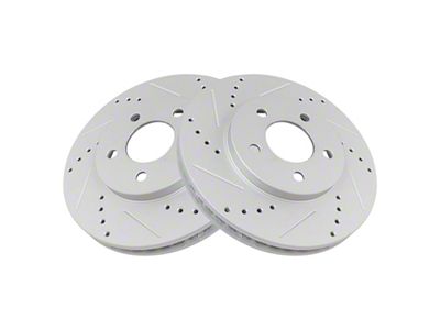 Drilled and Slotted Rotors; Front Pair (05-10 Mustang V6)