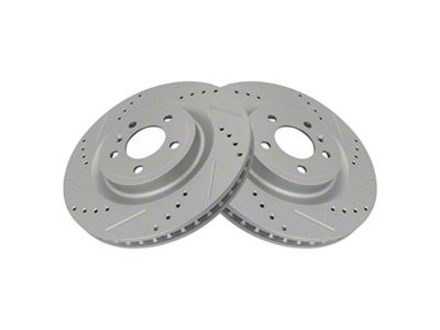 Drilled and Slotted Rotors; Front Pair (11-14 Mustang GT w/o Performance Pack, V6)