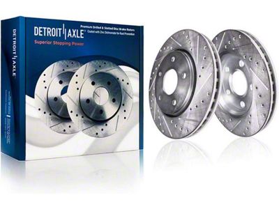 Drilled and Slotted Rotors; Front Pair (05-10 Mustang GT; 11-14 Mustang V6)