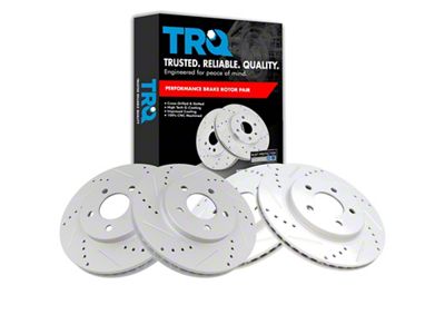 Drilled and Slotted Rotors; Front and Rear (05-10 Mustang V6)