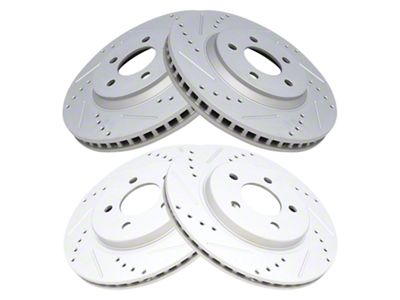 Drilled and Slotted Rotors; Front and Rear (05-10 Mustang GT; 11-14 Mustang V6)