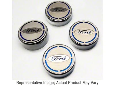 Engine Cap Covers with Ford Oval Logo; Black Carbon Fiber (15-17 Mustang GT, EcoBoost, V6)