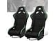 Fabric Racing Bucket Seats with Seat Sliders; Black/Green (Universal; Some Adaptation May Be Required)