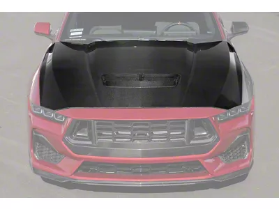 Factory Style Hood with Vent Insert; Carbon Fiber (24-25 Mustang GT, Dark Horse)