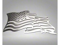 Flowing American Flag Emblem; Stainless Steel (Universal; Some Adaptation May Be Required)