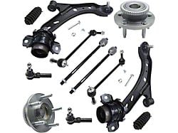 Front Lower Control Arms with Sway Bar Links, Tie Rods and Wheel Hub Assemblies (05-09 Mustang GT, V6)