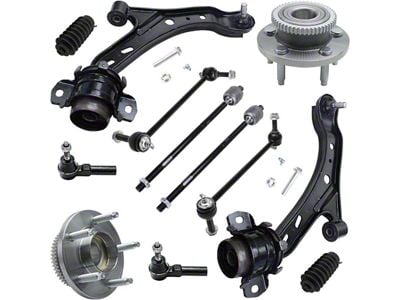 Front Lower Control Arms with Sway Bar Links, Tie Rods and Wheel Hub Assemblies (05-09 Mustang GT, V6)