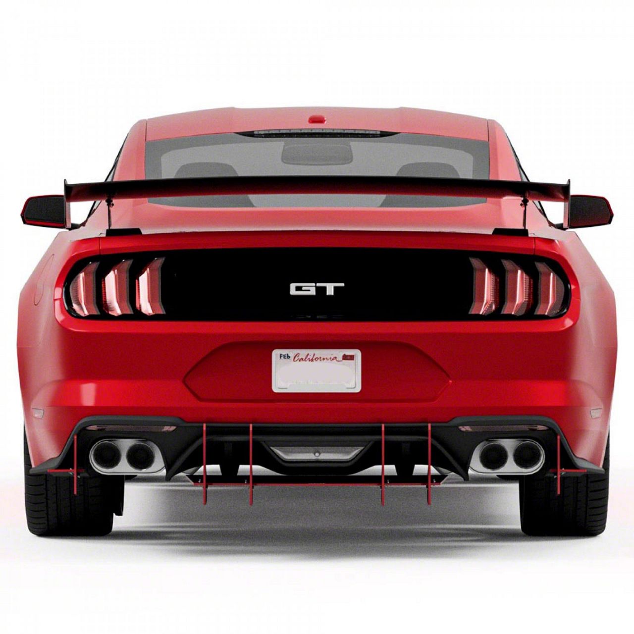 Mustang Genali Vr2 Rear Diffuser Matte Black Vinyl 18 23 Mustang Gt 19 23 Mustang Ecoboost W