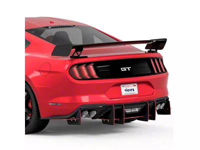 Genali VR2 Rear Diffuser; Satin Black Ice Vinyl (18-23 Mustang GT; 19-23 Mustang EcoBoost w/ Active Exhaust)