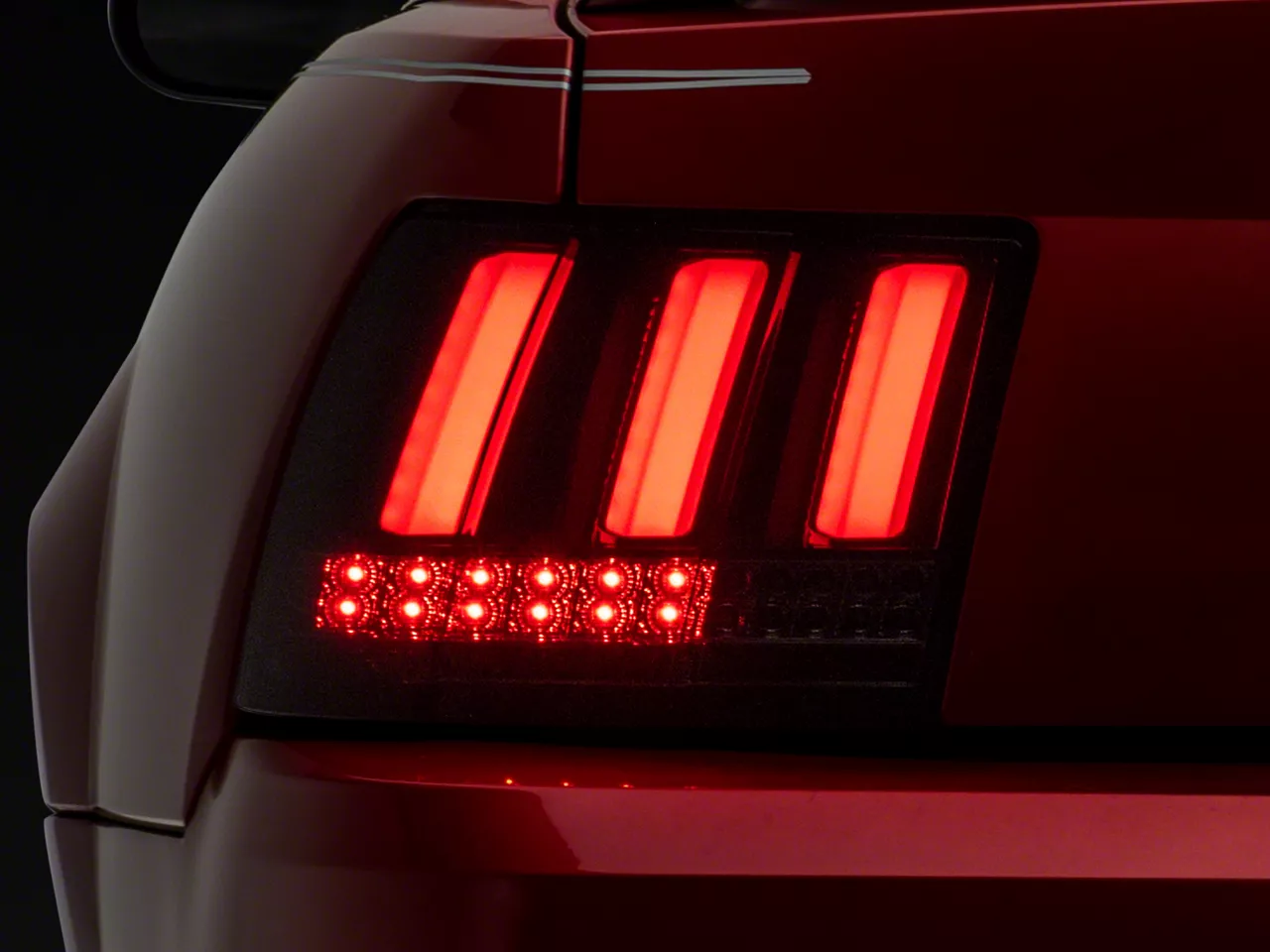 Mustang Sequential LED Tail Lights; Gloss Black Housing; Smoked