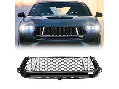 American Modified GT Style Upper Grille with LED DRL and Turn Signals; Glossy Black (24-25 Mustang GT, EcoBoost)