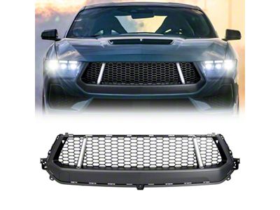 American Modified GT Style Upper Grille with LED DRL and Turn Signals; Matte Black (24-25 Mustang GT, EcoBoost)