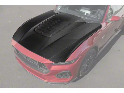 GT500 Style Hood; Carbon Fiber (24-25 Mustang)