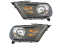 Halogen Headlights; Chrome Housing; Clear Lens (10-12 Mustang w/ Factory Halogen Headlights)