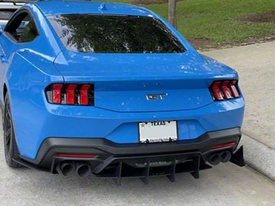 HDPE Rear Diffuser V3; Matte Black (24-25 Mustang GT & EcoBoost w/ Active Exhaust)