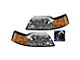 Headlights with Cowl Grille; Chrome Housing; Clear Lens (99-04 Mustang)