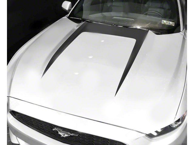 Hood Accent U-Stripe Decal; Gloss Black (15-17 Mustang GT, EcoBoost, V6)