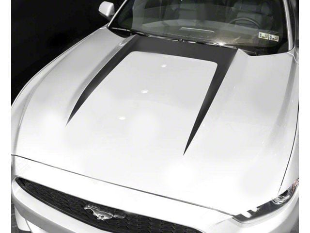 Hood Accent U-Stripe Decal; Matte Black (15-17 Mustang GT, EcoBoost, V6)
