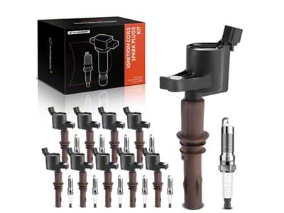 Ignition Coil Set with Iridium Spark Plugs; Black (Late 08-10 Mustang GT)