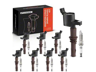 Ignition Coil Set with Iridium Spark Plugs; Black (Late 08-10 Mustang GT)