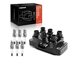 Ignition Coil Set with Iridium Spark Plugs; Black (05-10 Mustang V6)