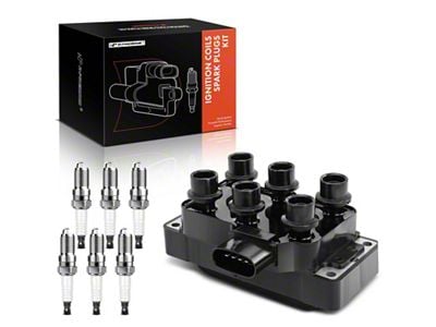 Ignition Coil Set with Iridium Spark Plugs; Black (05-10 Mustang V6)