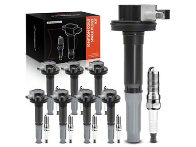 Ignition Coil Set with Iridium Spark Plugs; Black (15-18 Mustang GT350)