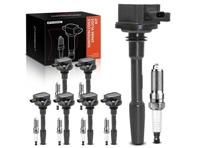 Ignition Coil Set with Iridium Spark Plugs; Black (20-21 Mustang GT)