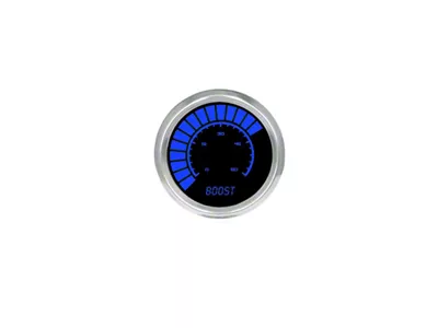 LED Digital Boost Gauge with Chrome Bezel; 2-1/16-Inch; Blue; 0-60 PSI (Universal; Some Adaptation May Be Required)