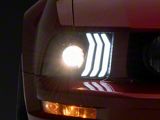 LED DRL Projector Headlights; Black Housing; Clear Lens (05-09 Mustang w/ Factory Halogen Headlights, Excluding GT500)