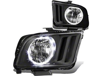 LED Halo Projector Headlights; Black Housing; Clear Lens (05-09 Mustang w/ Factory Halogen Headlights, Excluding GT500)