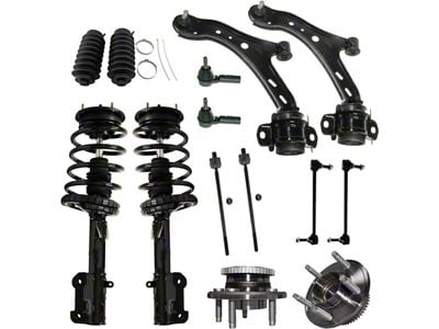 Front Lower Control Arms with Strut and Spring Assemblies, Tie Rods and Wheel Hub Assemblies (05-09 Mustang GT, V6)