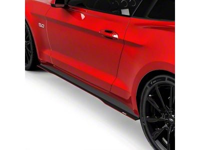 LV Style Side Skirt Splitters; Satin Black Ice Vinyl (18-23 Mustang GT, EcoBoost)