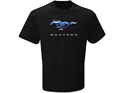 Men's Blue Fire Logo Mustang T-Shirt; XL 