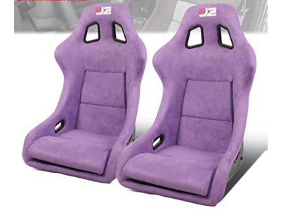 Microfiber Suede Large Racing Bucket Seats with Seat Sliders; Purple (Universal; Some Adaptation May Be Required)