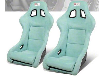 Microfiber Suede Medium Racing Bucket Seats with Seat Sliders; Lake Blue (Universal; Some Adaptation May Be Required)