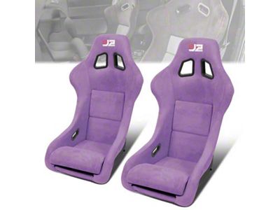 Microfiber Suede Medium Racing Bucket Seats with Seat Sliders; Purple (Universal; Some Adaptation May Be Required)