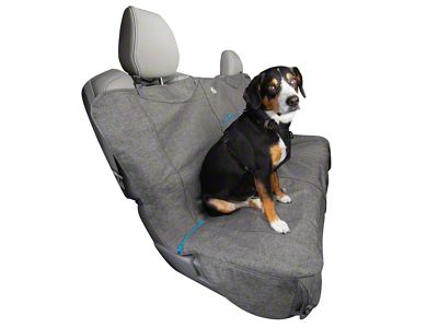No-Slip Grip Bench Seat Cover; Heather Grey/Coastal Blue