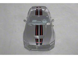 Over the Top Racing Stripes; Matte Black with Red Accent (24-25 Mustang GT, Dark Horse)