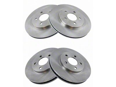 Plain Vented Rotors; Front and Rear (05-10 Mustang V6)