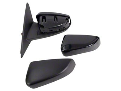 Powered Mirror with Black Textured and Unpainted Caps; Driver Side (11-12 Mustang)